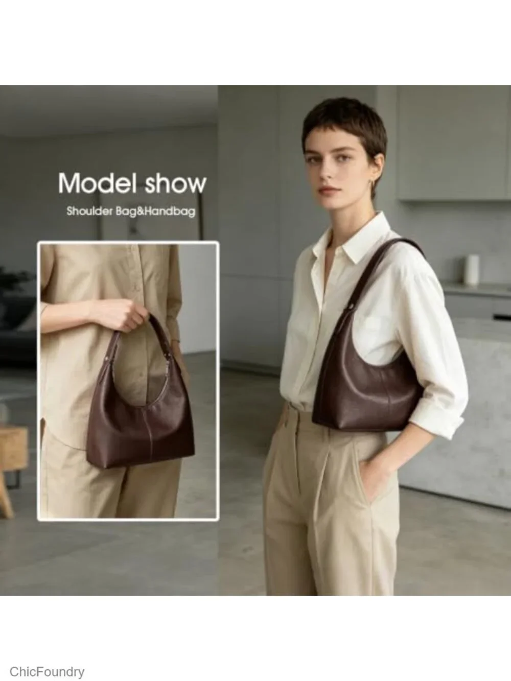 Vegan Leather Hobo Shoulder Bag Y2K Purse Tote Handbag for Women